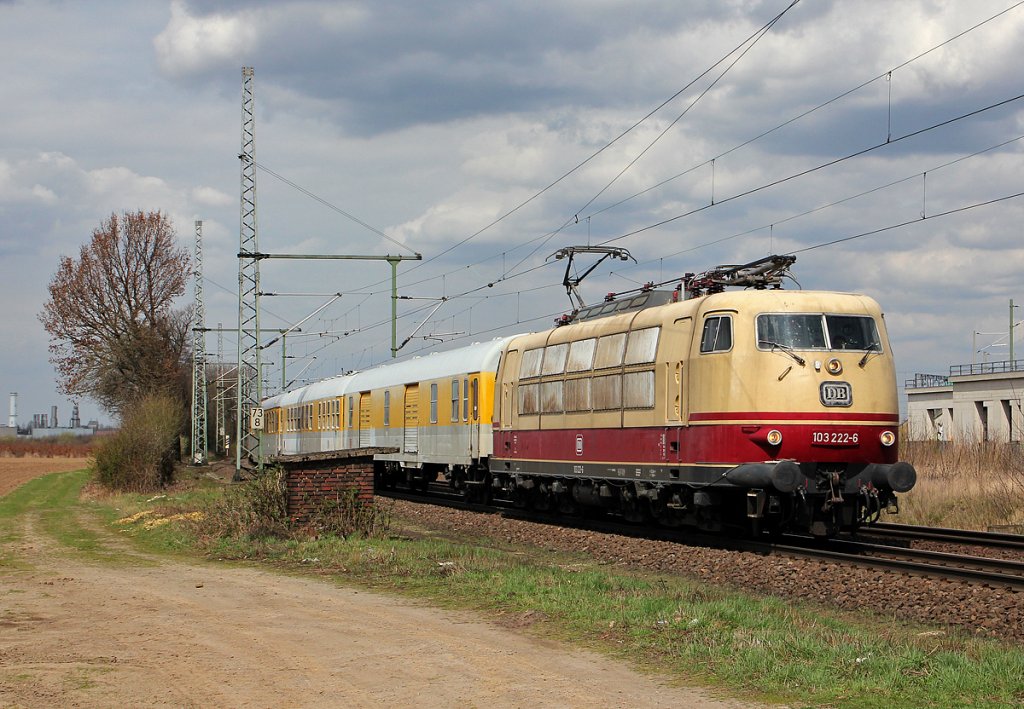 103 222-6 mit Messzug in Porz Wahn am 16.04.2013