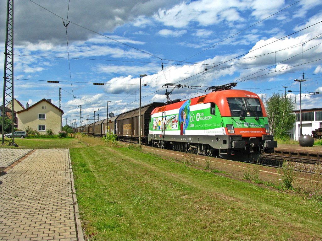 1116 007   SOS Kinderdorf  unterwegs mit dem Audizug nach Gyor ( Ungarn ).
Aufgenommen am 24.07.2009 in Regensburg Obertraubling.