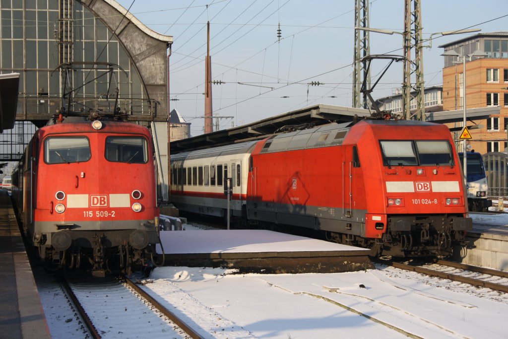 115 509 neben 101 024 in Bremen HBF am 04.12.2010