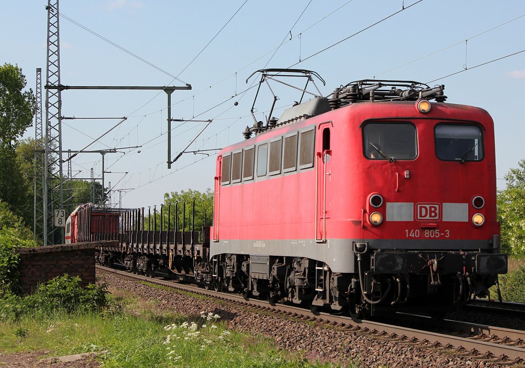 140 805-3 mit kurzem Gz. inkl. 2 Velaro D Wagen in Porz Wahn am 03.05.2011