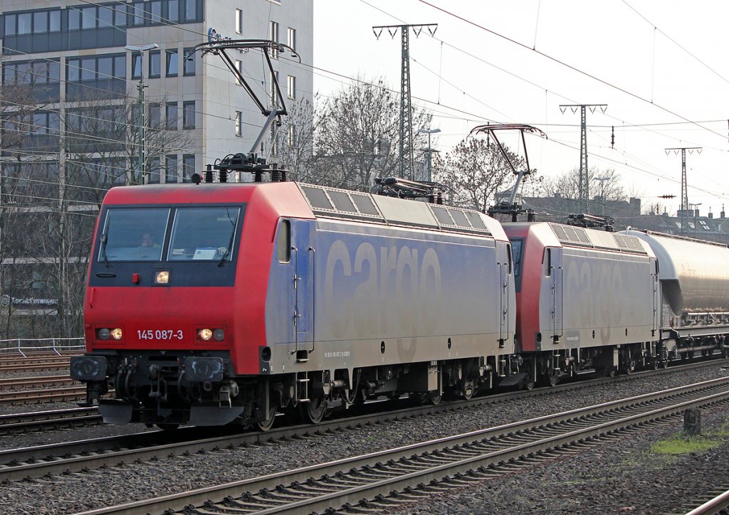 145 087-3 der SBB Cargo in K�ln West am 12.02.2011