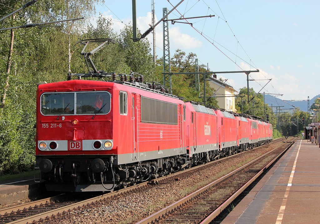 155 211-6 mit Lokzug in Bonn Oberkassel am 03.09.2011