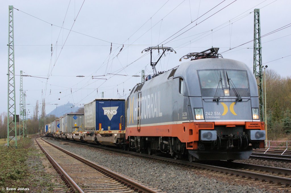 182 516-5 (Hectorrail)  Ferdinand  mit dem DGS 42711 Helsingborgs Central - Ehrang Nord, hier in Unkel am 9.3.2013. 