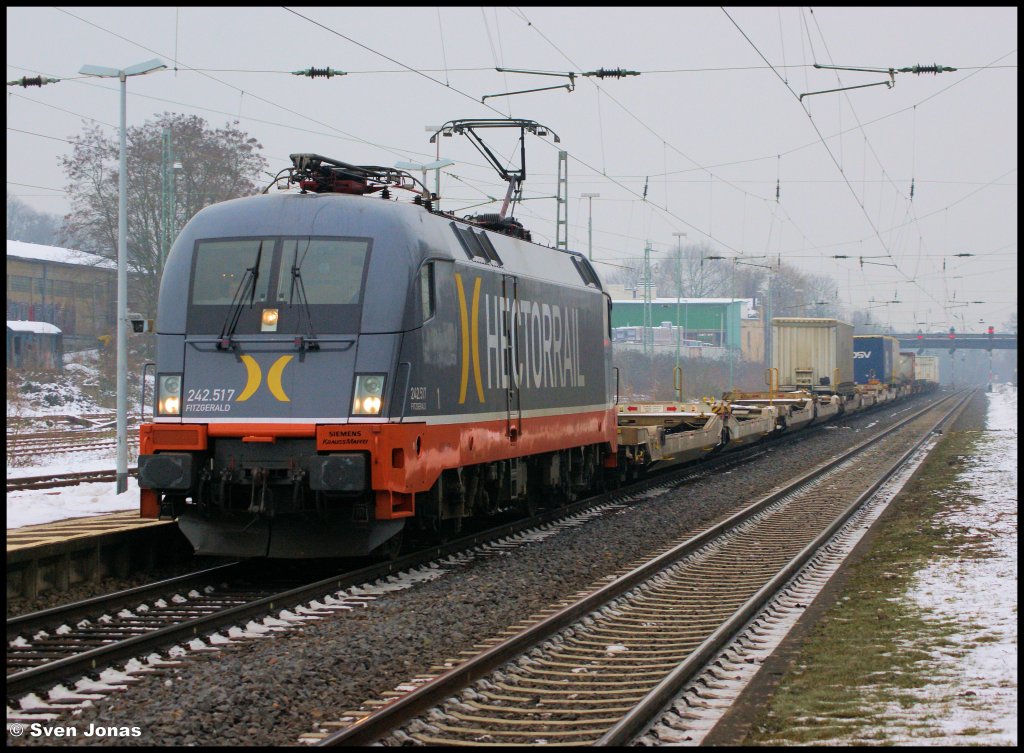 182 517-3 (Hectorrail)  Fitzgerald  mit dem DGS 42710 von Ehrang Nord nach Helsingborgs Central, hier in Bonn-Beuel am 23.1.2012. 