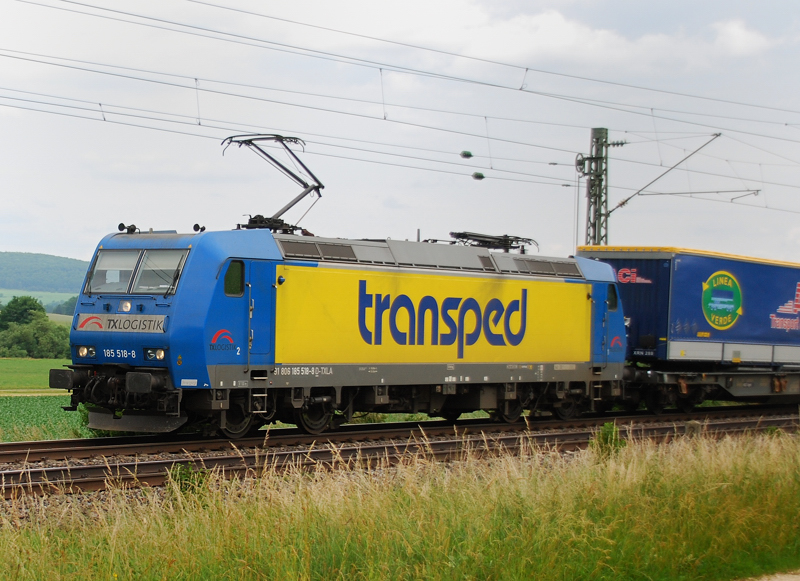 185 518-8, TX, Transped, aufgenommen am 20.06.12, bei Treuchtlingen.