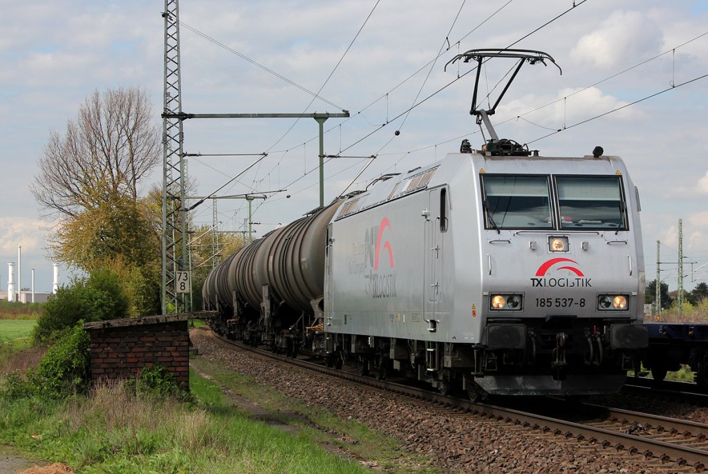 185 537-8 in TXL Diensten mit KeWa in Porz Wahn am 23.04.2012