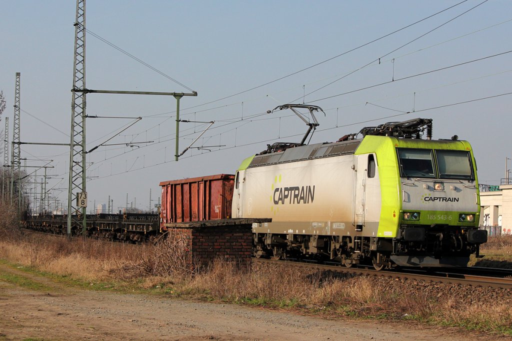 185 543-6 in Captrain Diensten in Porz Wahn am 16.03.2012