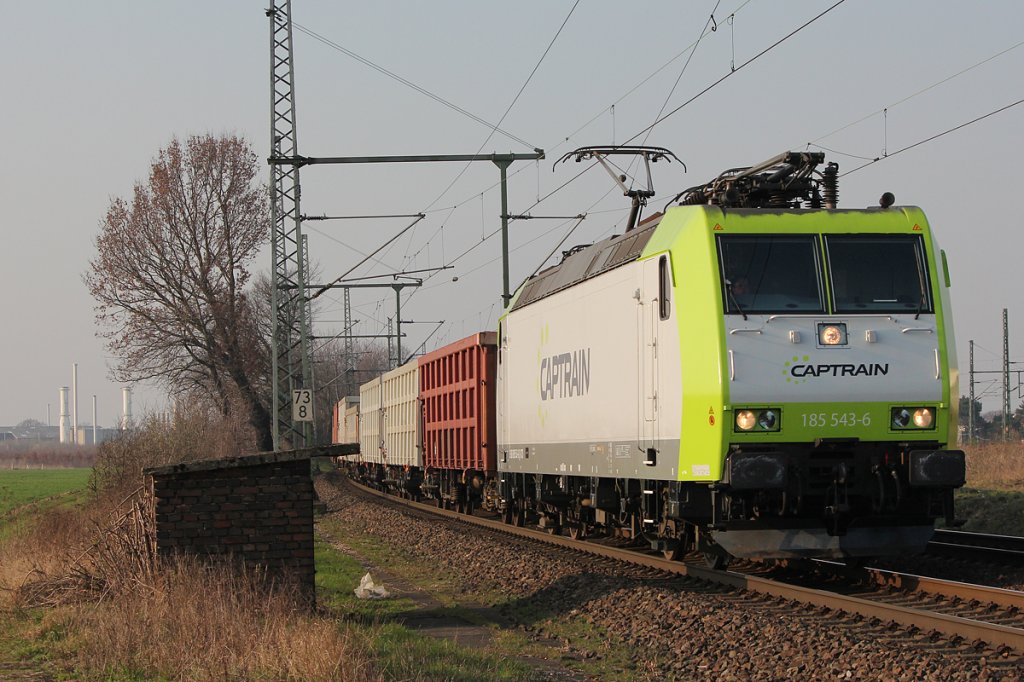 185 543-6 in Captrain Diensten in Porz Wahn am 21.03.2012