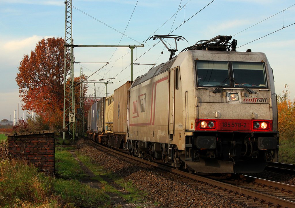 185 578-2 der Crossrail in Porz Wahn am 05.11.2011