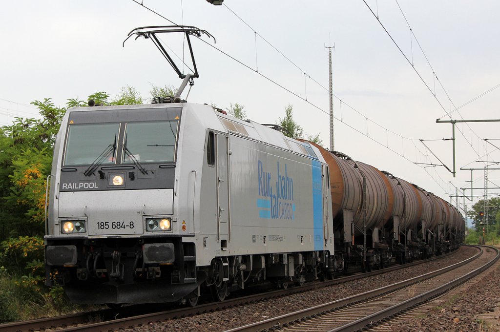 185 684-8 der Rurtalbahn Cargo in Porz Wahn am 17.06.2011