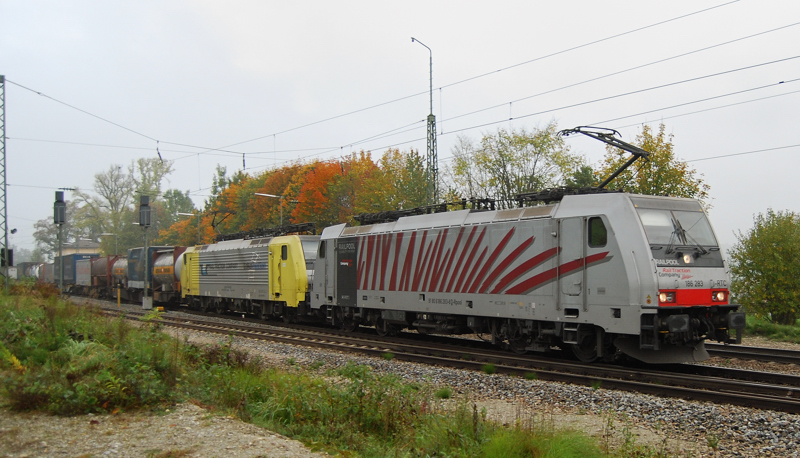 186 283-8 + ES 64 F4-005, aufgenommen am 11.10.12, in A�ling.