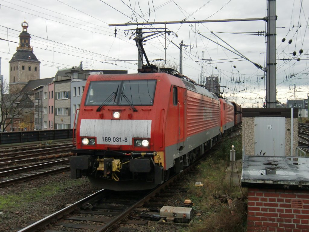 189 031-0 mit einen Erzzug in K�ln Hbf  am 07.11.10. 