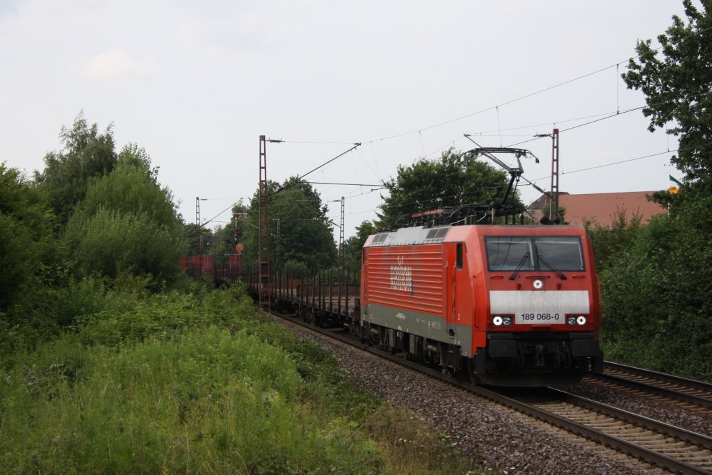 189 068 mit einem G�terzug in Hannover Limmer am 27.07.2010