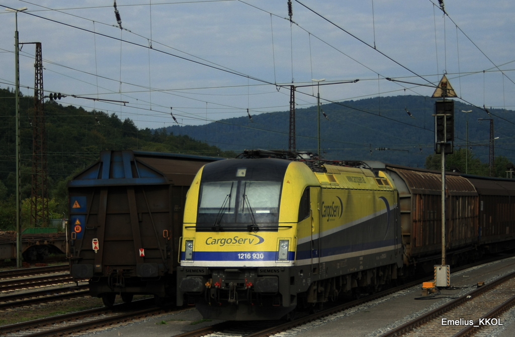 Am 04.09.2010 erhielt unser Sonderzug durchfahrt durch Schl�chtern wo 1216 930 der Cargoserv abgestellt stand.