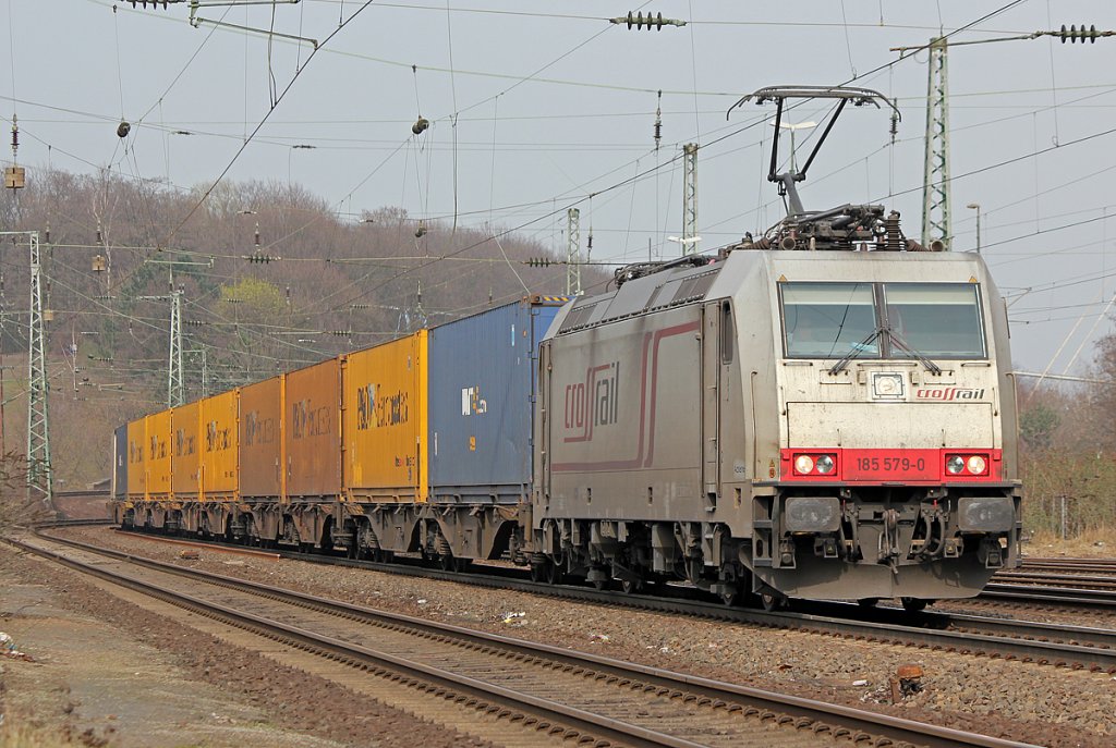 Crossrails 185 597-0 mit Containerzug in K�ln West am 16.03.2011