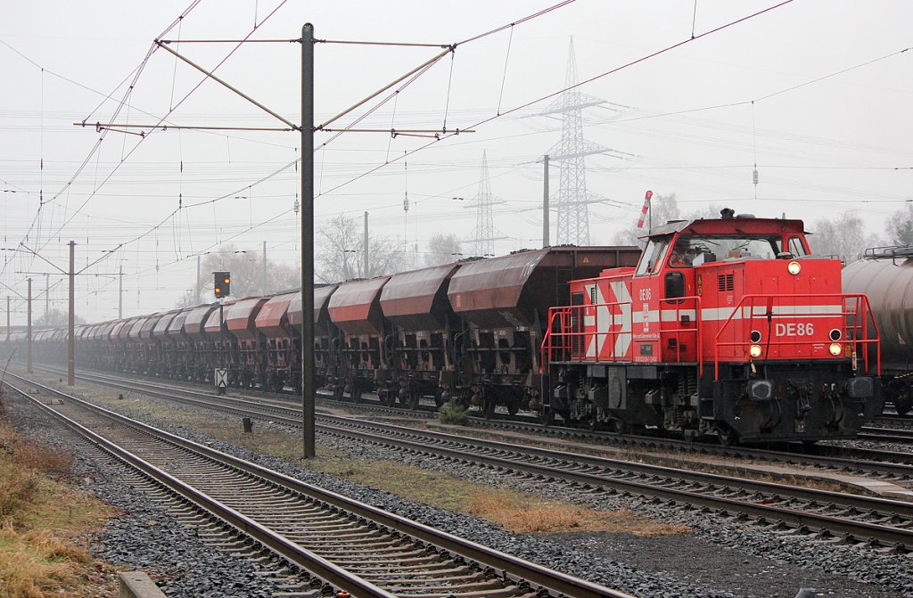 DE86 wartet mit ihrem Gz. auf Ausfahrt in Br�hl-Vochem am 24.02.2011, Gru� an den Tf ;-) 