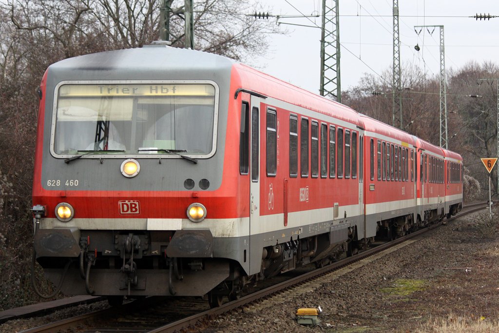 Der 628 460 auf dem weg nach Trier Hbf am 27,12,09.  R.I.P BR218