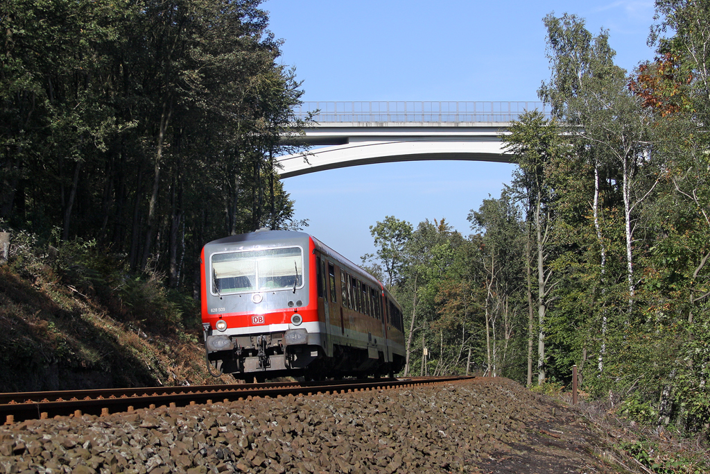 Der 628 509 als RB 47 Richtung Solingen in Wuppertal Ronsdorf am 29,09,11