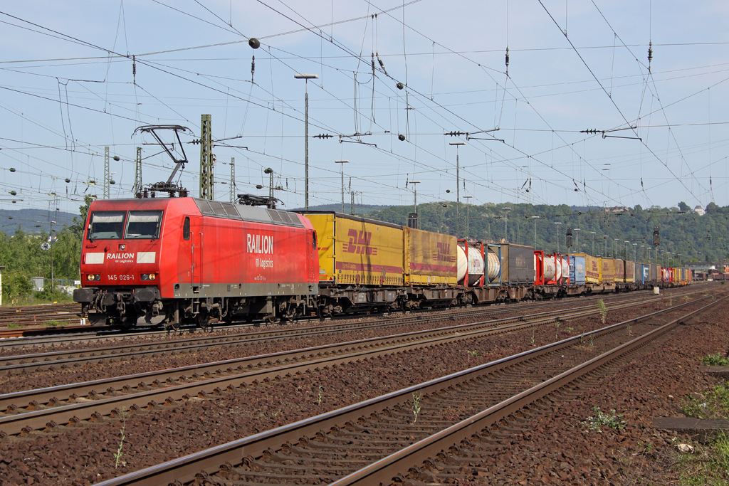 Die 145 026-1 in Koblenz L�tzel am 08,05,11