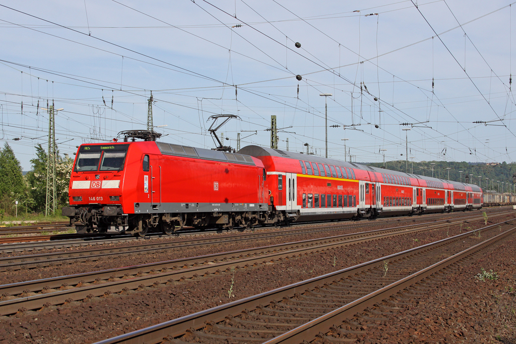 Die 146 013 in Koblenz L�tzel am 08,05,11
