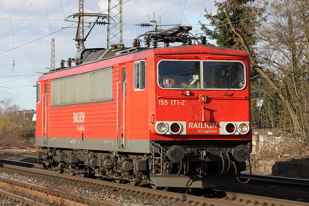 Die 155 171-2 als Lz in Ratingen Lintorf am 04,03,10