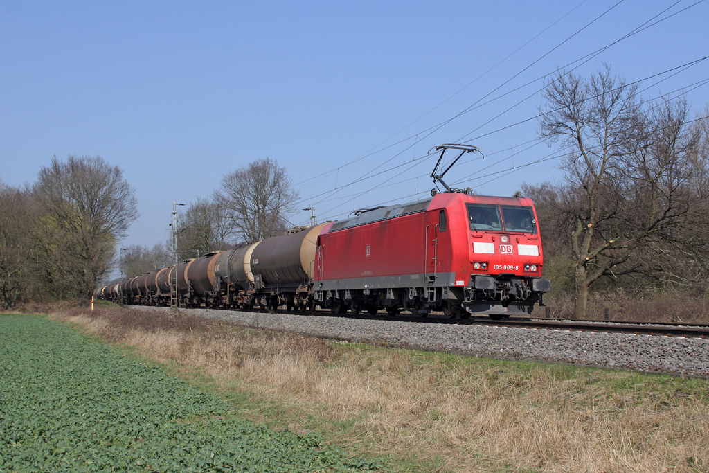 Die 185 009-8 in Ratingen Lintorf am 22,03,12