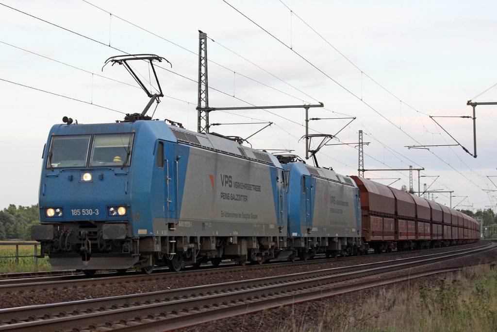 Die 185 530-3 und 185 519 in Ashausen am 06,09,09