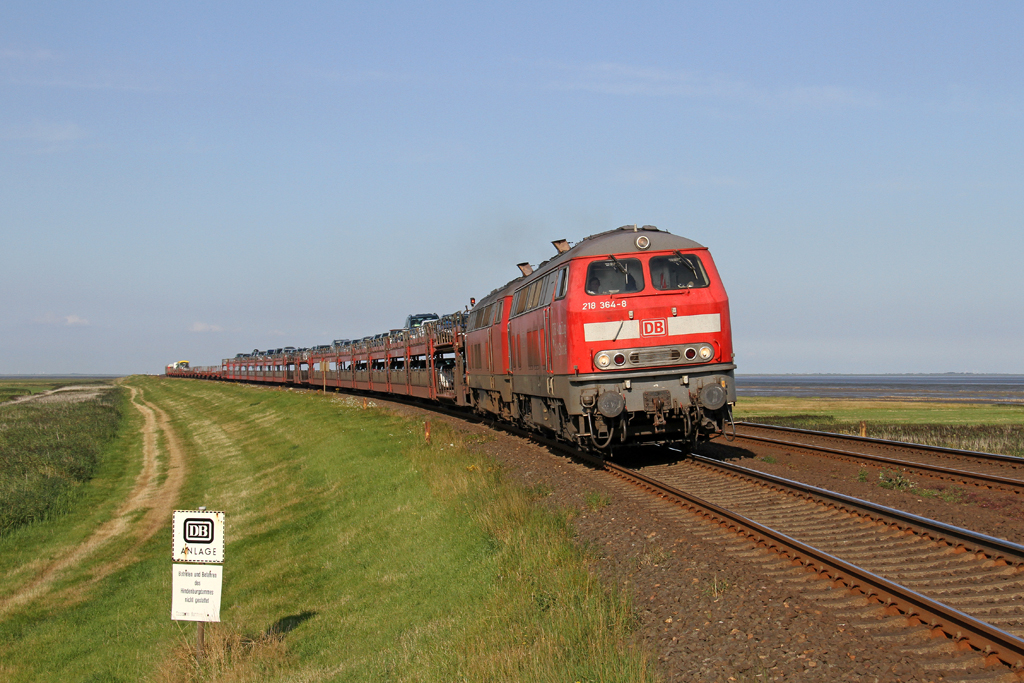 Die 218 364-8 und 218 313-5 bei Morsum am 14,08,12