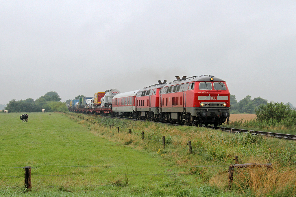 Die 218 385-3 und 218 344-0 bei Nieb�ll am 16,08,12