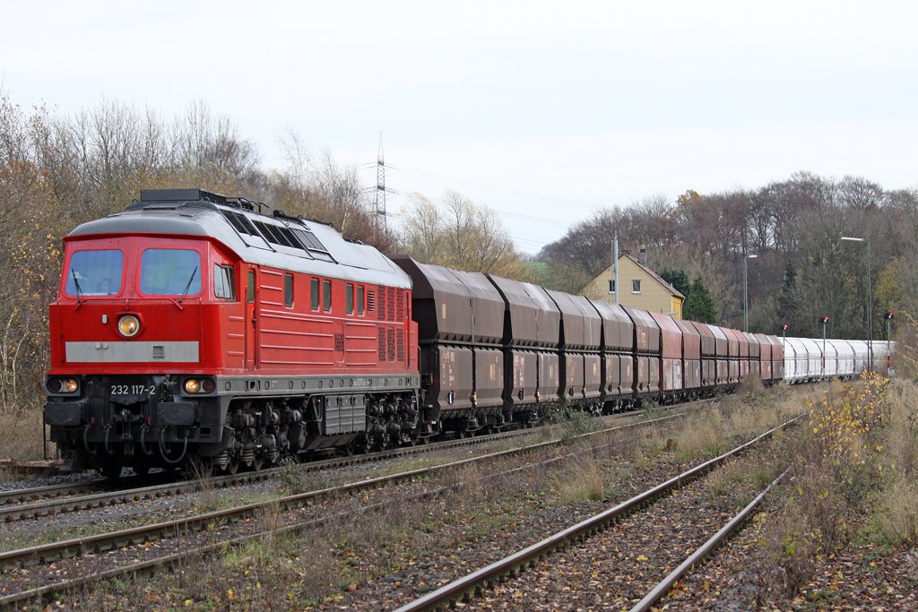 Die 232 117-2 in W�lfrath Flandersbach , am 18,11,09