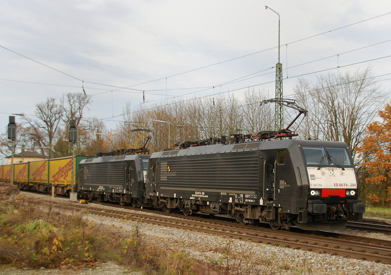 ES 64 F4-284 + ES 64 F4-280, aufgenommen am 10.11.12, in A�ling.