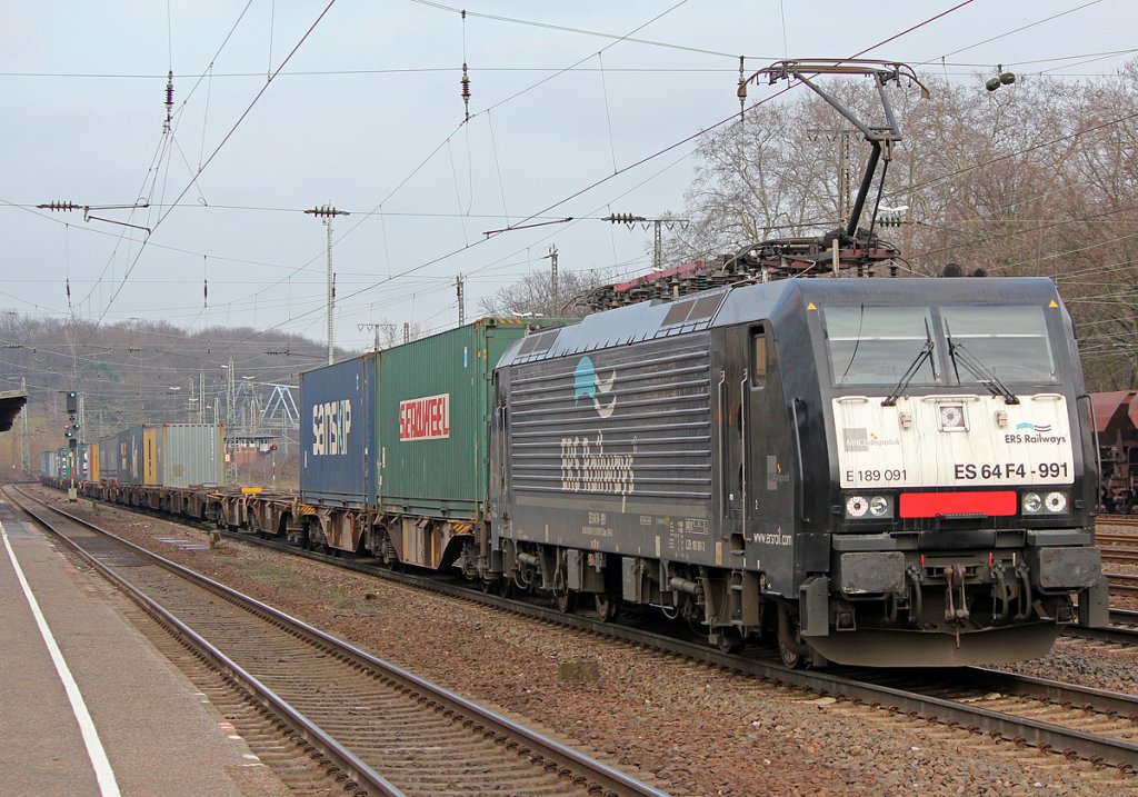 Kleiner Nachtrag : E189 091 / ES 64 F4 991 der ERS Railways in K�ln West am 12.02.2011