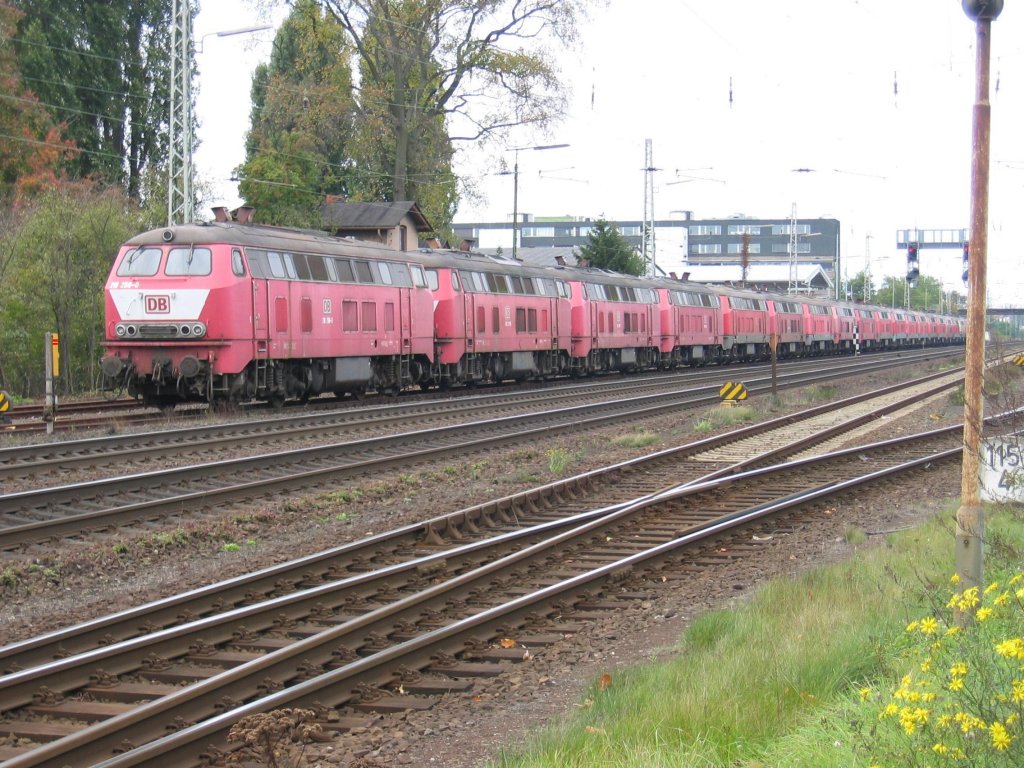 Lange werden diese 218er nicht mehr zu leben haben:
In Bremen Sebaldsbr�ck werden die 218er vor der Verschrottung abgestellt.