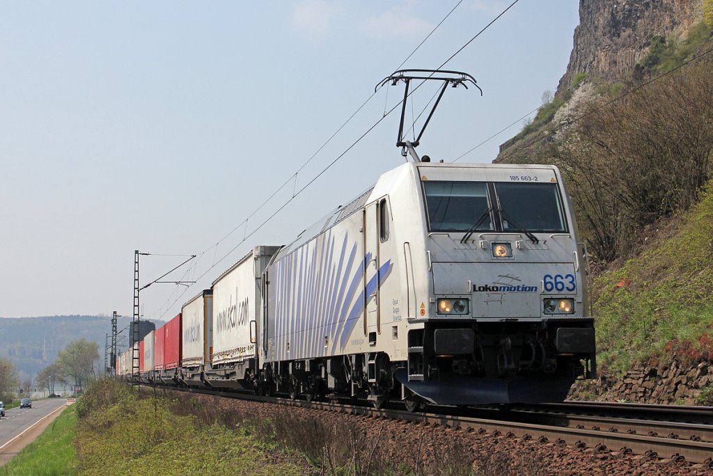 Lokomotion´s 185 663-2 am EKOL bei Erpel am 22.04.2013