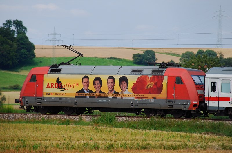 Nachruf auf die ARD Buffet, 101 035-4! Hier die Blumenseite! Aufgenommen am 31.07.09, auf der Strecke Ulm-Augsburg, kurz nach Mindelaltheim.