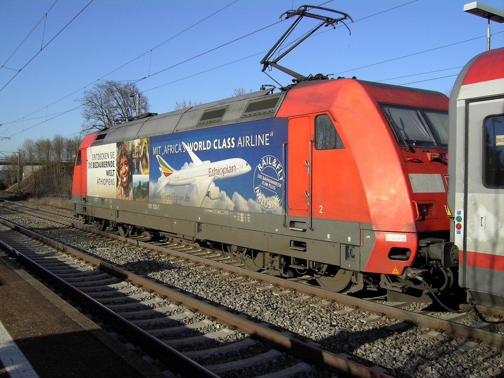 Nachruf und Nachschu� zugleich: 101 133-7  Ethiopian Airlines  bei einem unfreiwilligen Halt in Burgau/Schwaben. (24.02.2008)