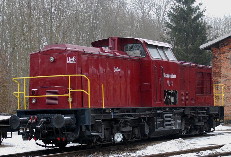VL 134,  Julia , der Hochwaldbahn, aufgenommen am 22.01.10, vor den Werkst�tten der RentARail, im Bahnhof Neuoffingen.