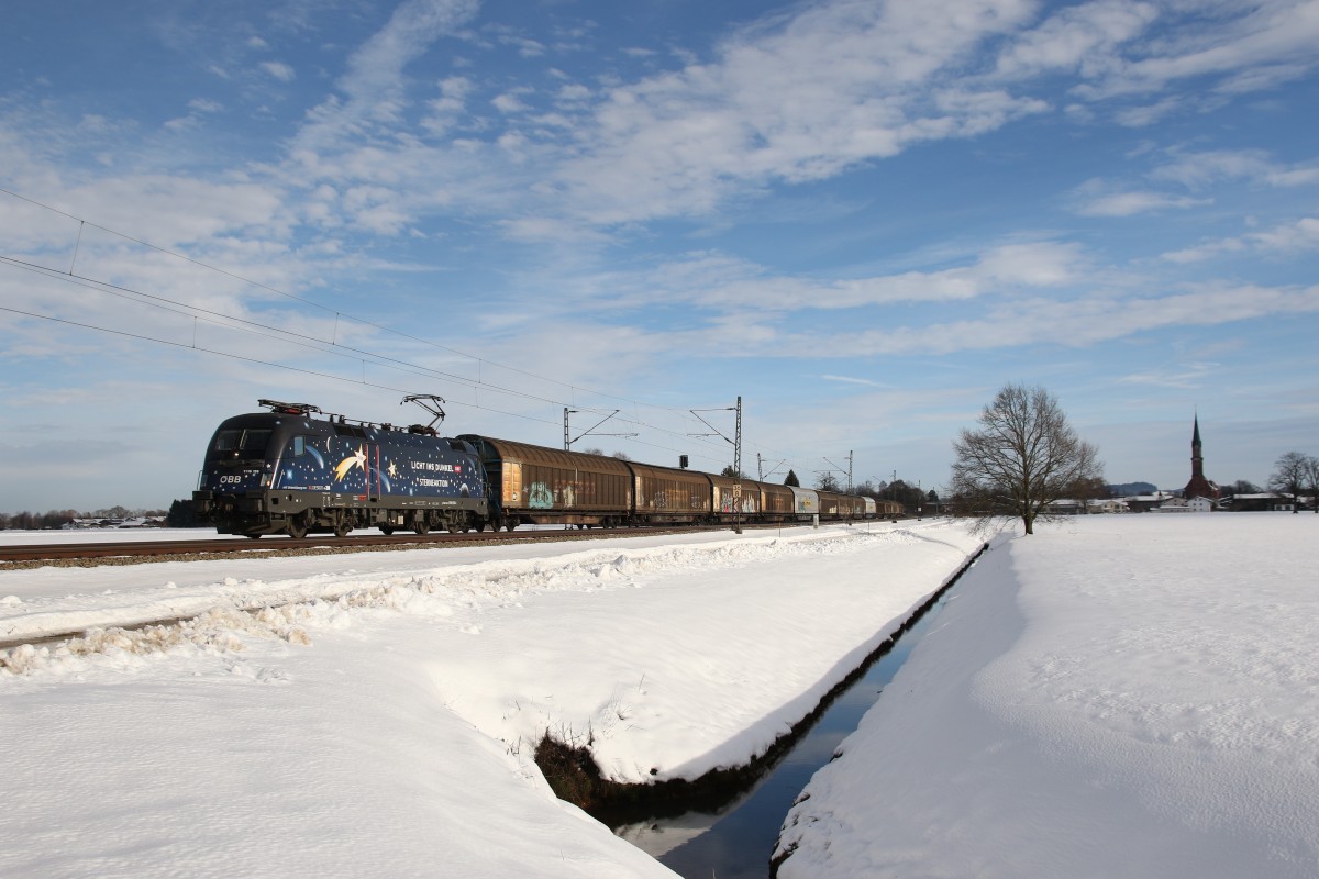 1116 126 kam am 2. Januar 2015 mit einem G�terzug aus Salzburg. Aufgenommen bei �bersee am Chiemsee.