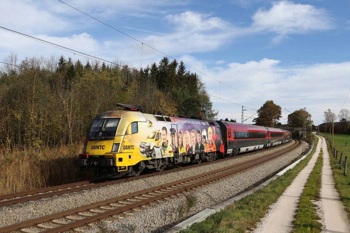 1116 153  �AMTC  unterwegs von Wien nach Bregenz. Aufgenommen am 3. November 2019 bei Grabenst�tt im Chiemgau.