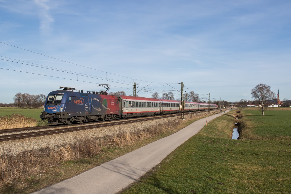 1116 168-6 aus Salzburg kommend am 5. Februar 2016 bei �bersee am Chiemsee.