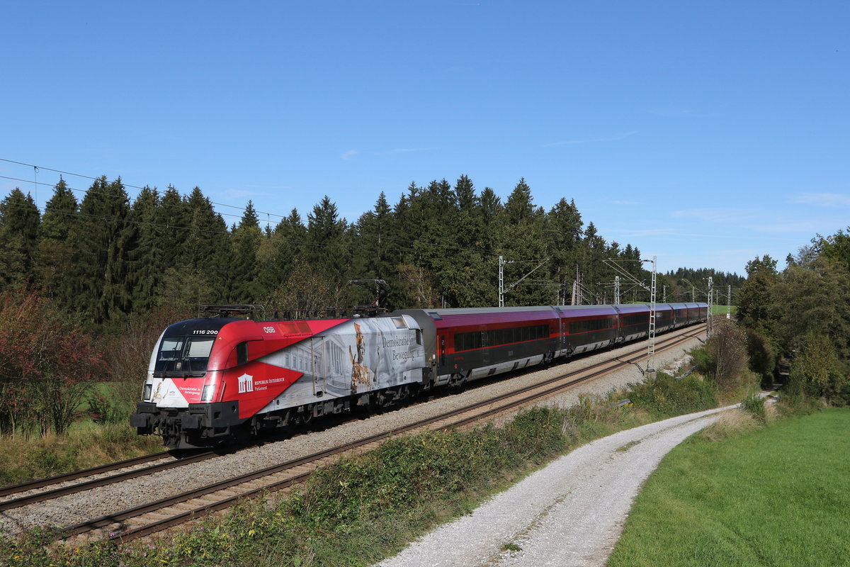 1116 200  Demokratie in Bewegung  auf dem Weg nach Innsbruck am 8. Oktober 2020 bei Grabenst�tt im Chiemgau.