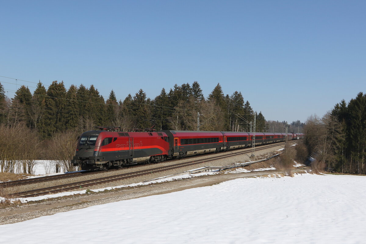 1116 208 aus Salzburg kommend am 2. M�rz 2023 bei Sossau im Chiemgau.