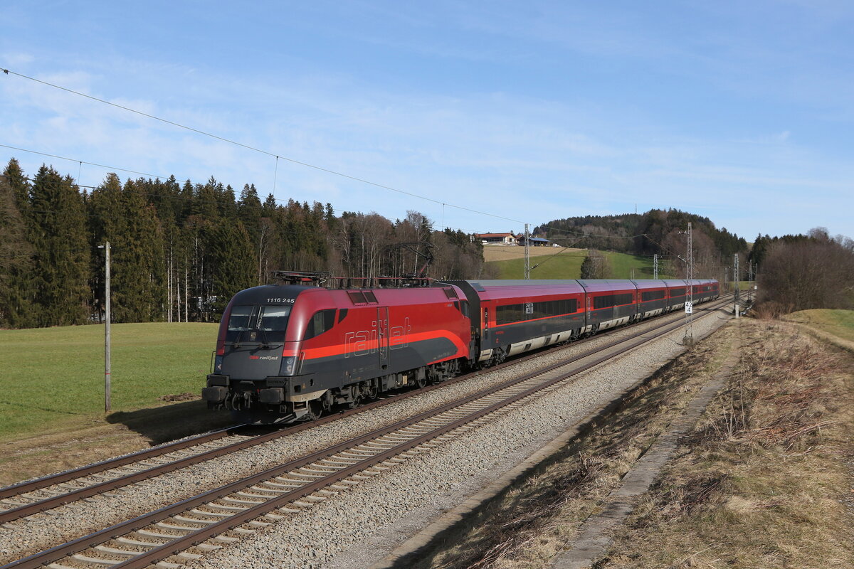 1116 245 auss Salzburg kommend am 22. Februar 2023 bei H�tt im Chiemgau.