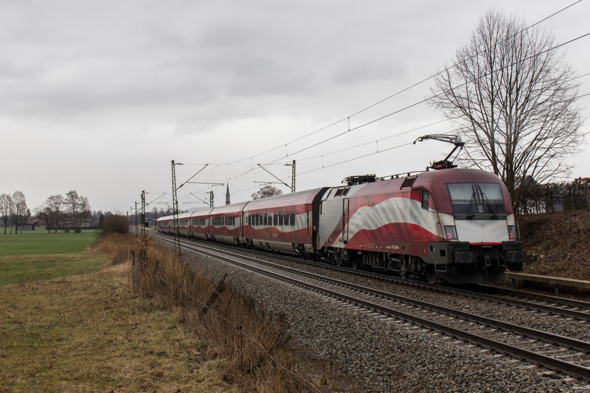 1116 249-4 war am 13. Februar 2016 bei �bersee am Chiemsee schiebend in Richtung Salzburg unterwegs.