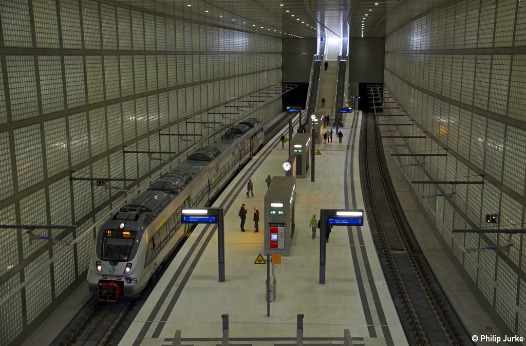 1442 115-0 als S1 (L.-Miltitzer Allee - Wurzen) am 22.02.2014 am Wilhelm-Leuschner-Platz.
