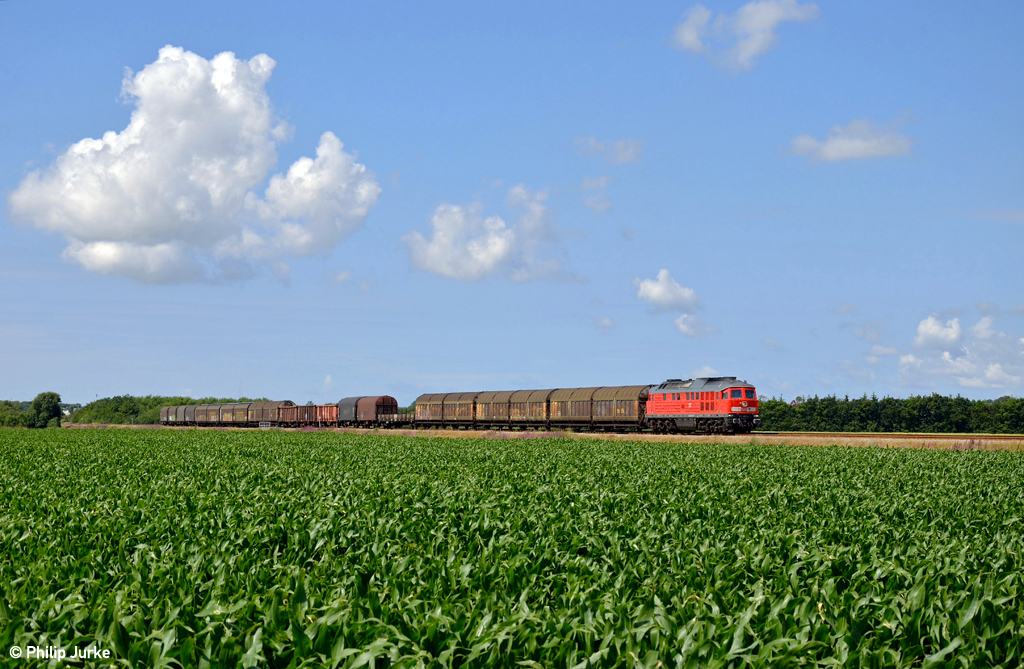 233 662-6 mit dem EZ 47409 (Fredericia - Maschen Rbf) am 24.07.2015 zwischen Tjæreborg und Bramming.
