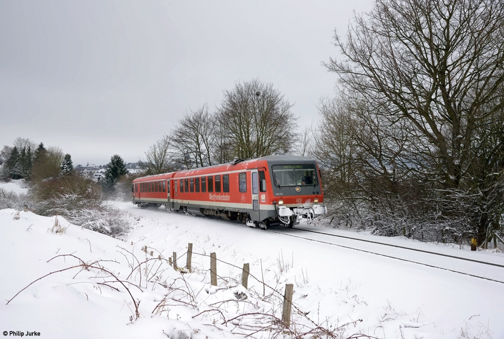 628 314-6 als RB 23287 (Brilon Stadt - Brilon Wald) am 15.01.2017 zwischen Brilon Stadt und Brilon Wald.
