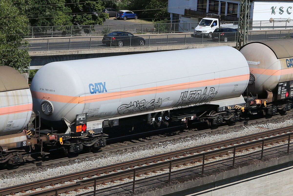 7813 693 (Zags) von  GATX  am 8. August 2022 bei Gem�nden.