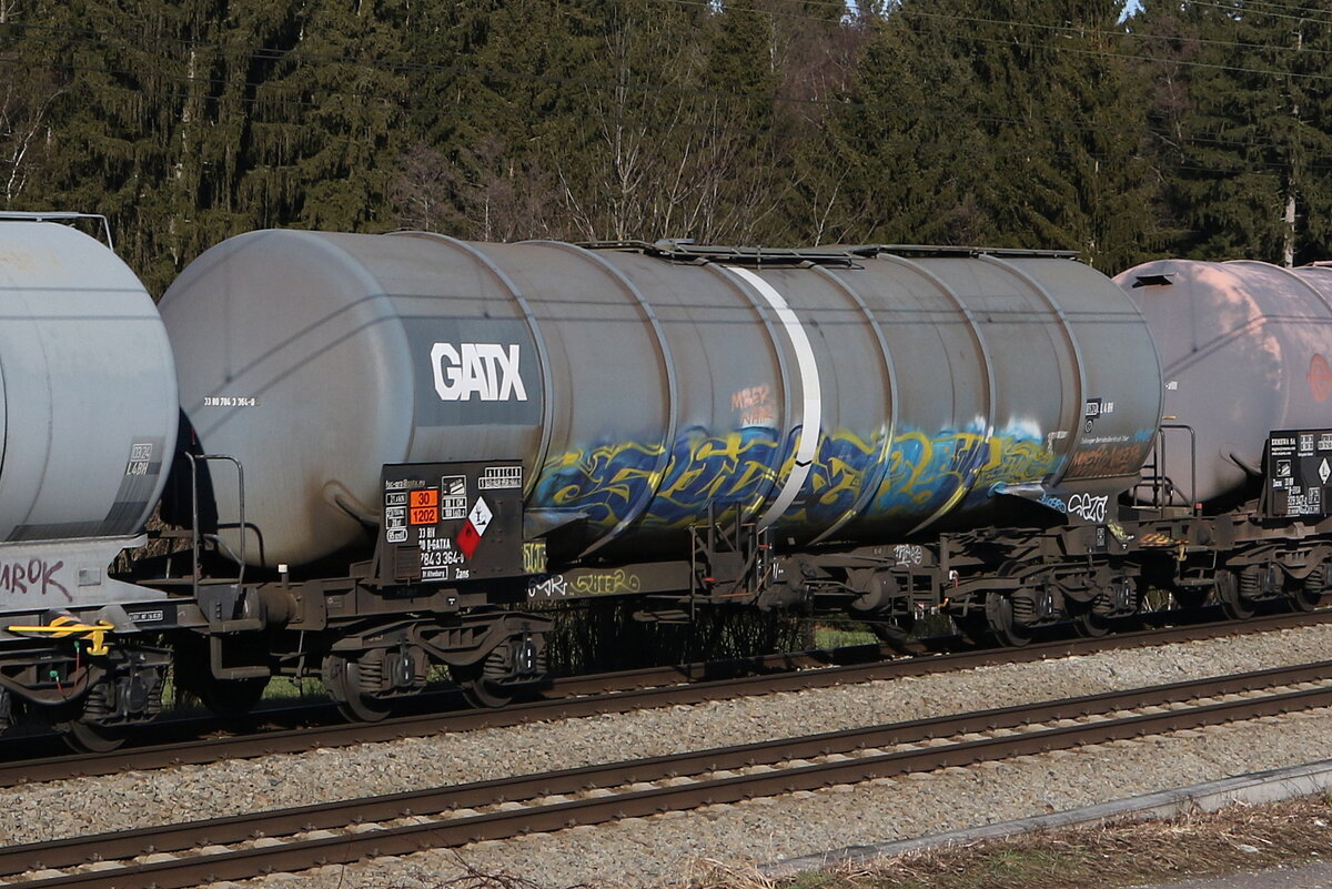 7843 364 (Zans) von  GATX  am 19. Januar 2022 bei Grabenst�tt.