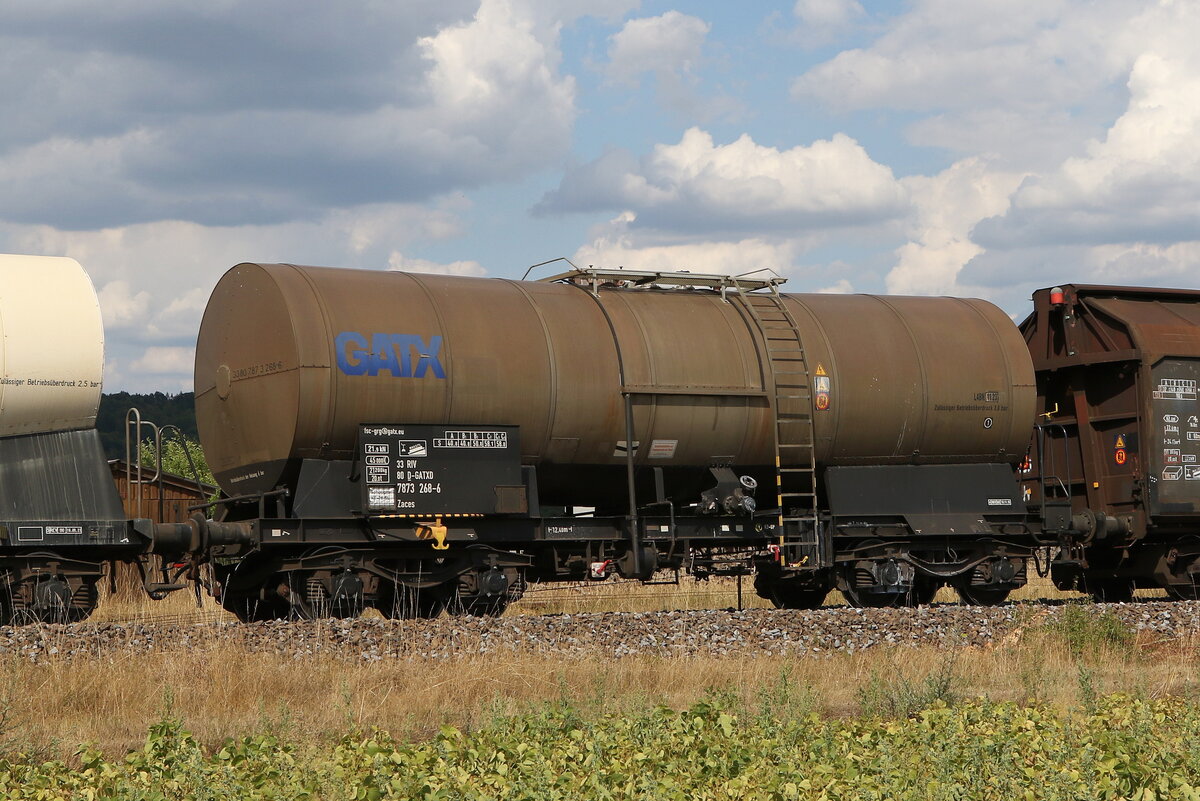 7873 268 (Zaces) von  GATX  am 2. August 2022 bei Freih�ls/Oberpfalz.